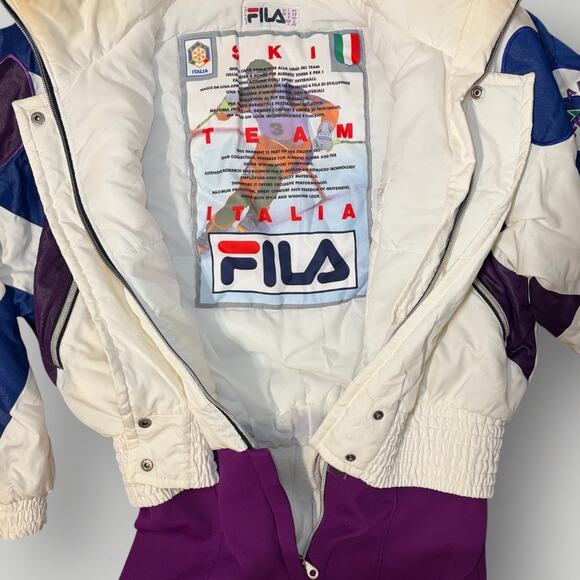 Vintage Fila Ski Team Italia Alberto Tomba Snow Suit Jacket Pants Size 8 Retro - Picture 5 of 11
